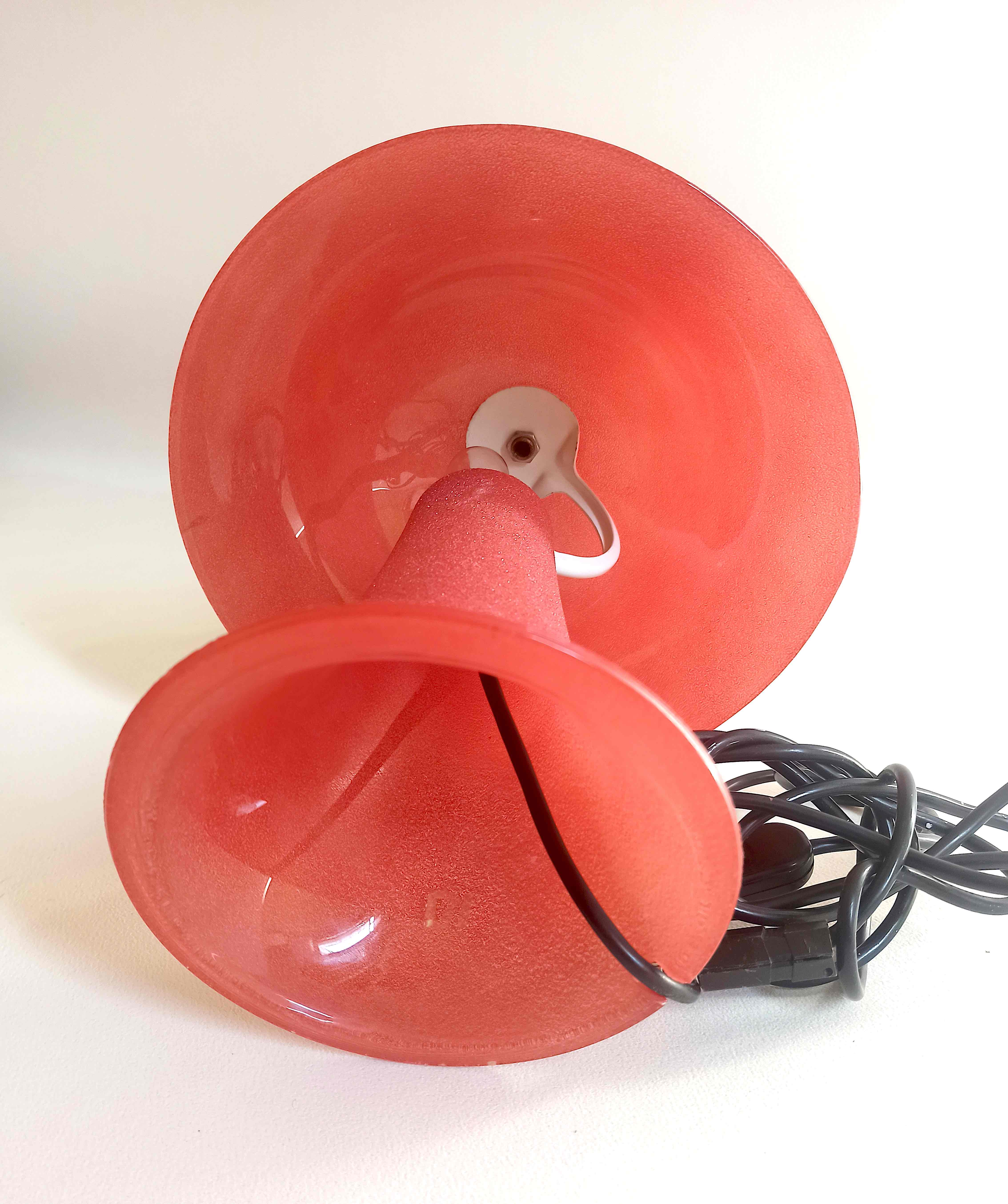 Vintage mushroom lamp red glass frosted effect