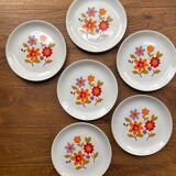 6 old flat plates in French earthenware Moulin des loups
