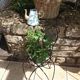 Plant holder "chair" in wrought iron and earthenware / vintage 60s-70s