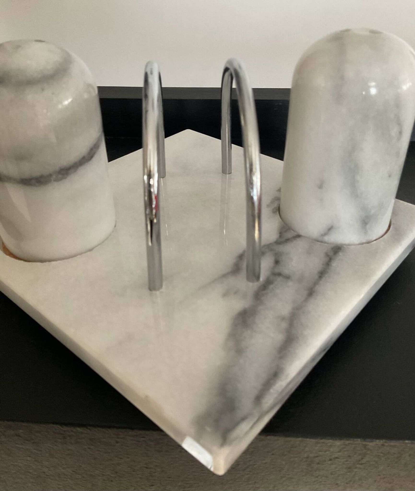 Vintage white marble table server