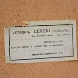 Blue Coloured and Mirrored Glass Wall Mirror, Italy, 1960s