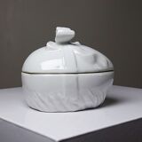 Jewellery box or Easter sweet jar in white porcelain Apilco Deshoulières