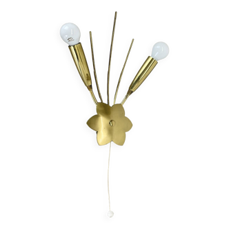 rare minimalist 33cm Brass Theatre Wall Light Sconce, Italy 1950s