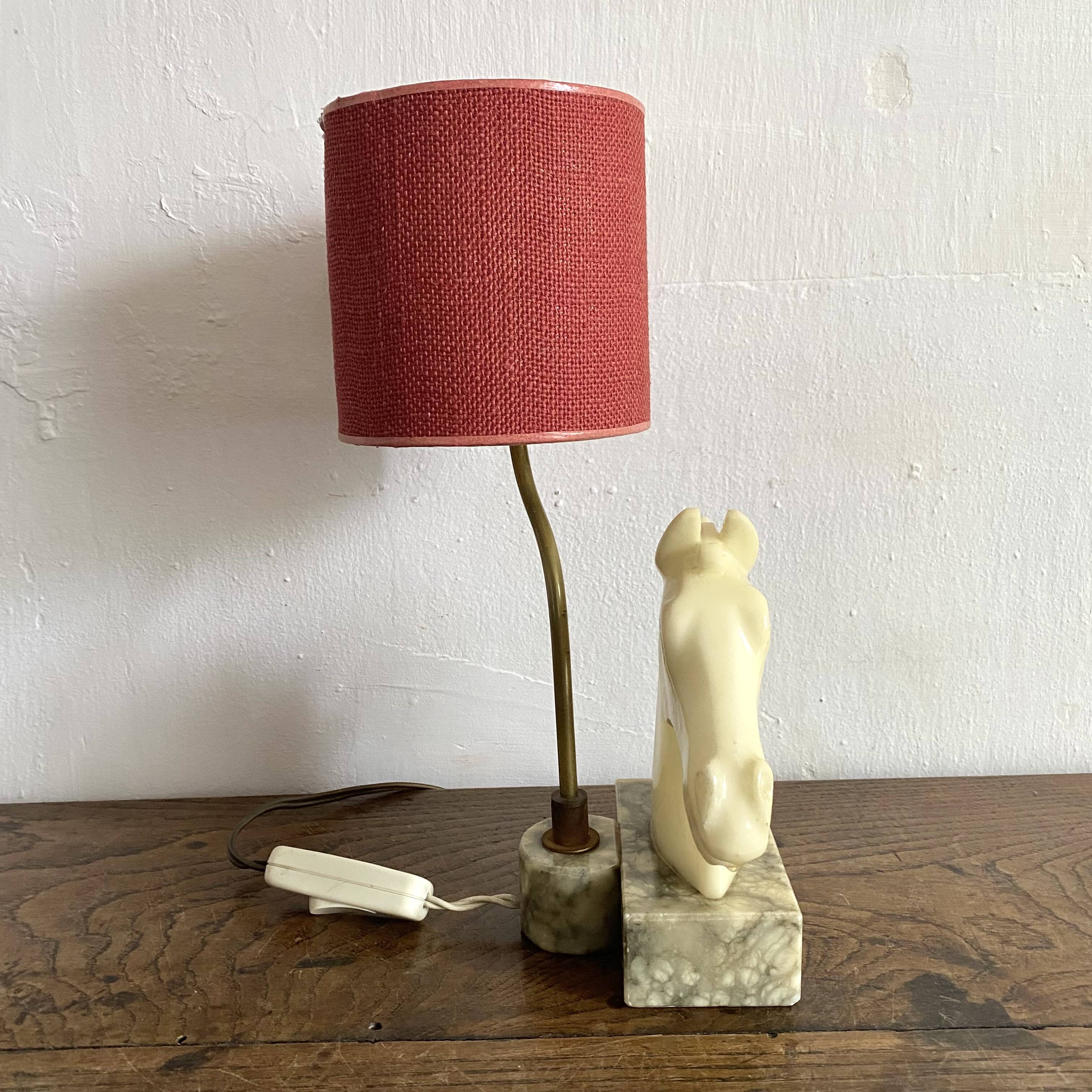 Alabaster horse head lamp, Italy
