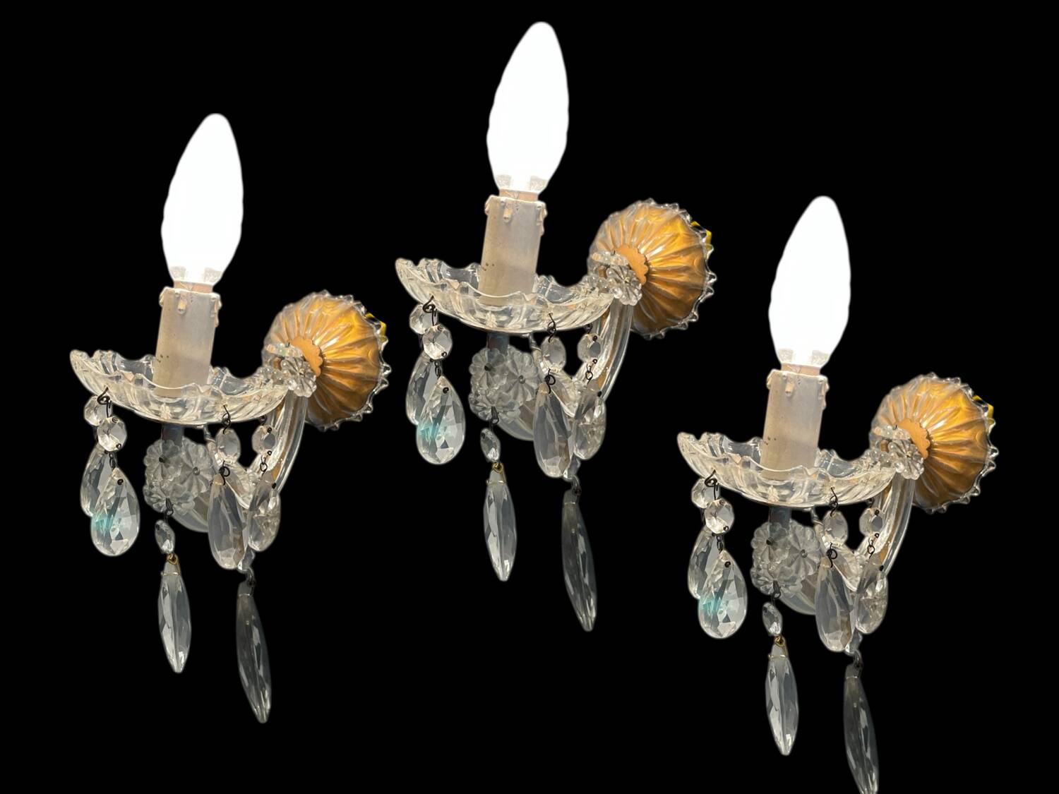 Crystal Maria Teresa Sconces Set of 3 1950’s