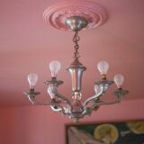 vintage 6-light chandelier, vintage suspension, ceiling lamp, interior decor