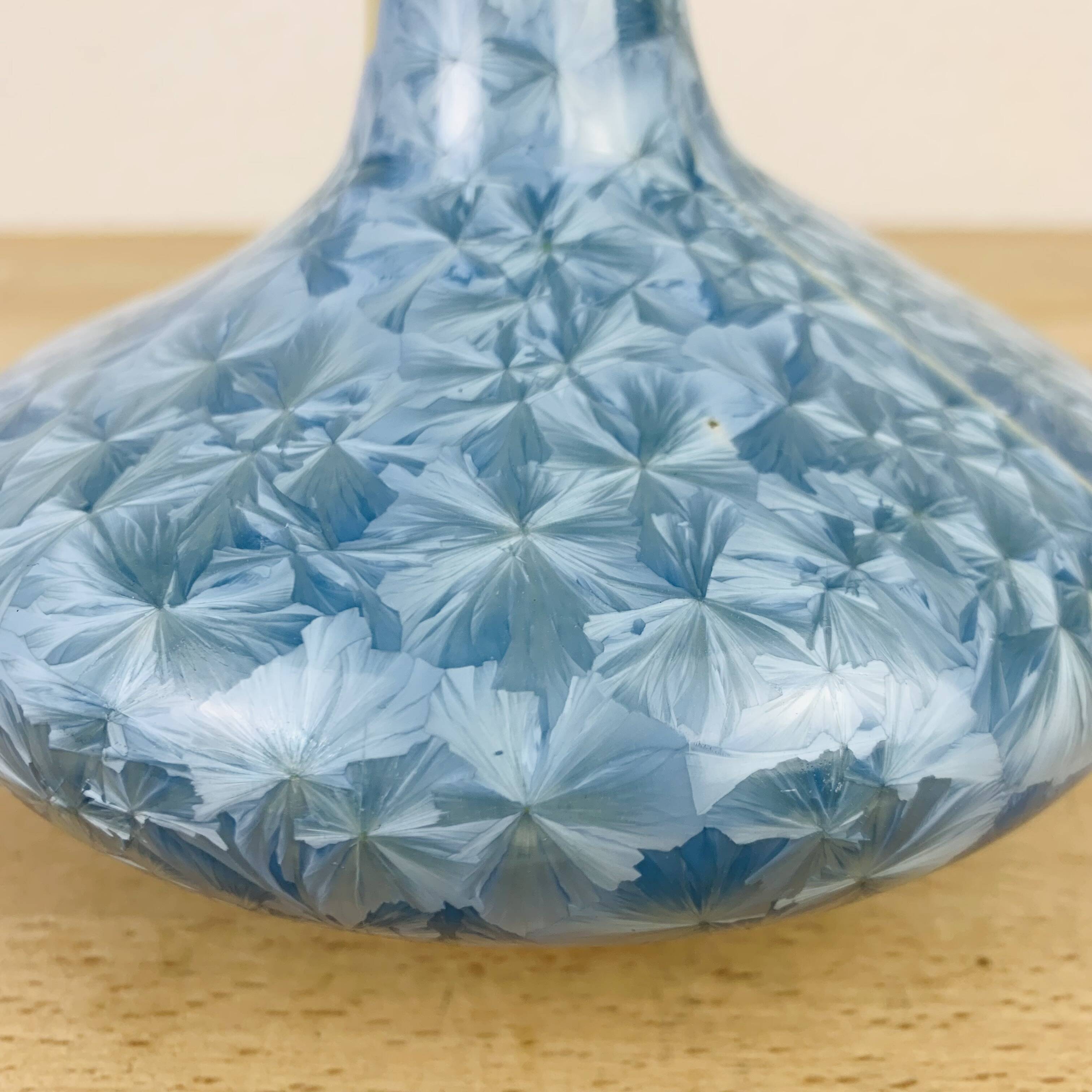 Crystalline enamel vase, blue