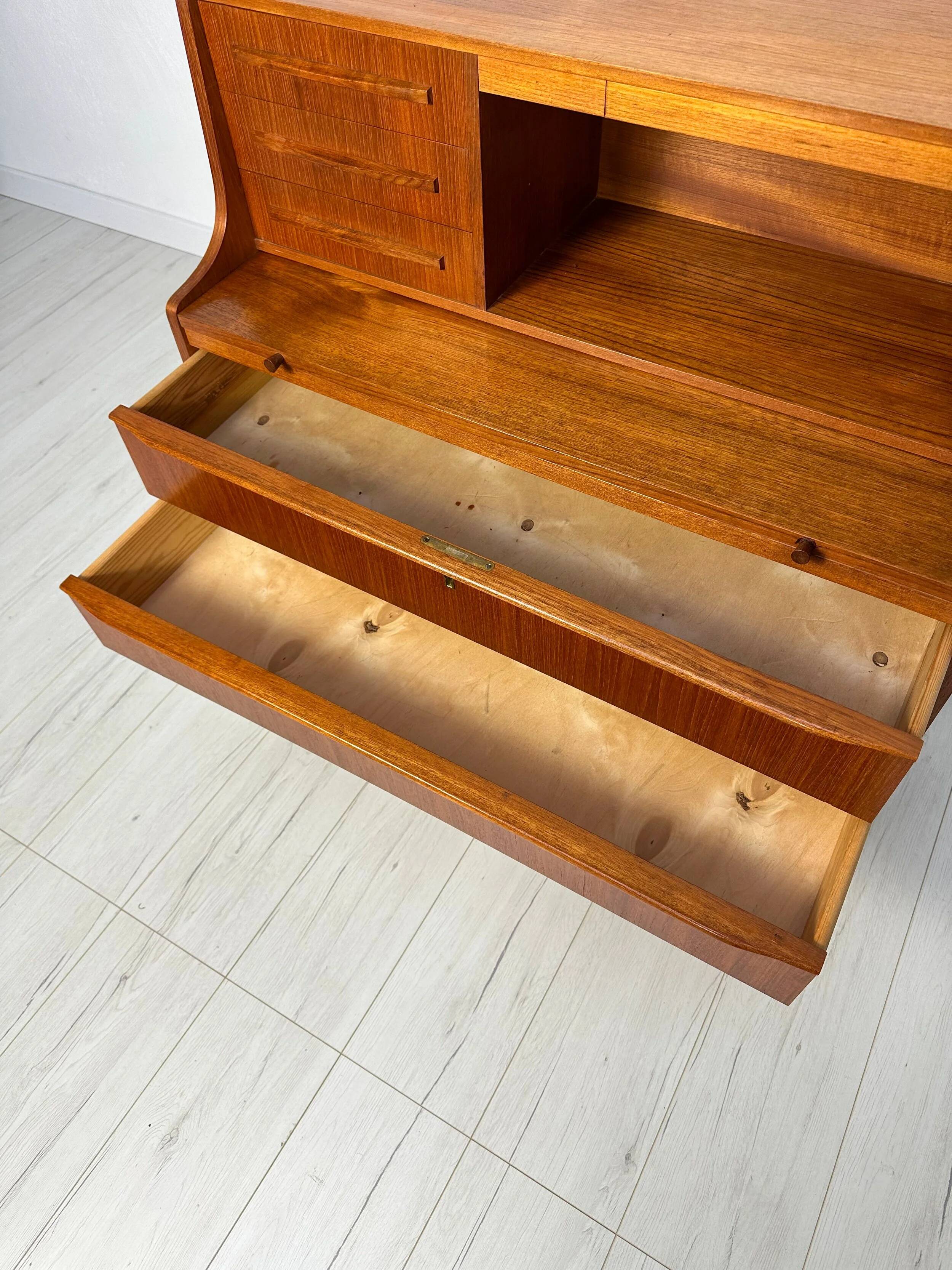 1960s Vintage Mid-Century Danish Teak Design Secretary