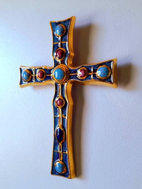 Enamelled Ceramic Cross François Lembo