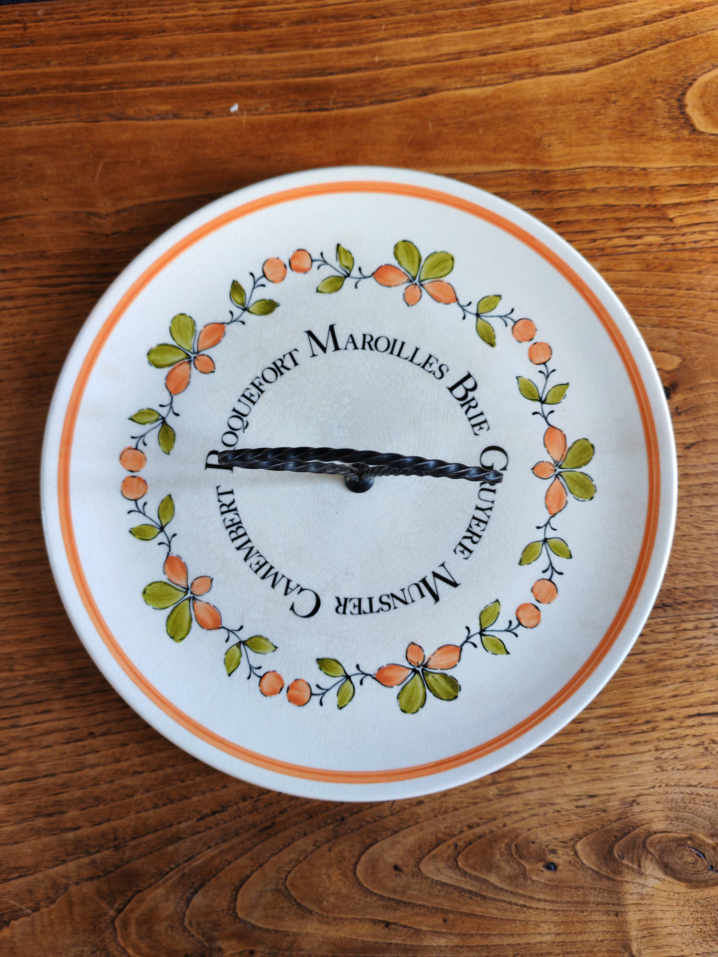 Vintage Cheese Plate Gien France Handmade decor My Kitchen