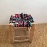 Stool Moroccan boucherouite colored