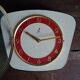 Clock formica vintage wall clock silent trapeze "Jaz yellow red"