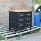 Louis XV style black commode with natural wood top – 3 drawers
