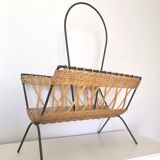 Vintage wicker and steel magazine door design 60s