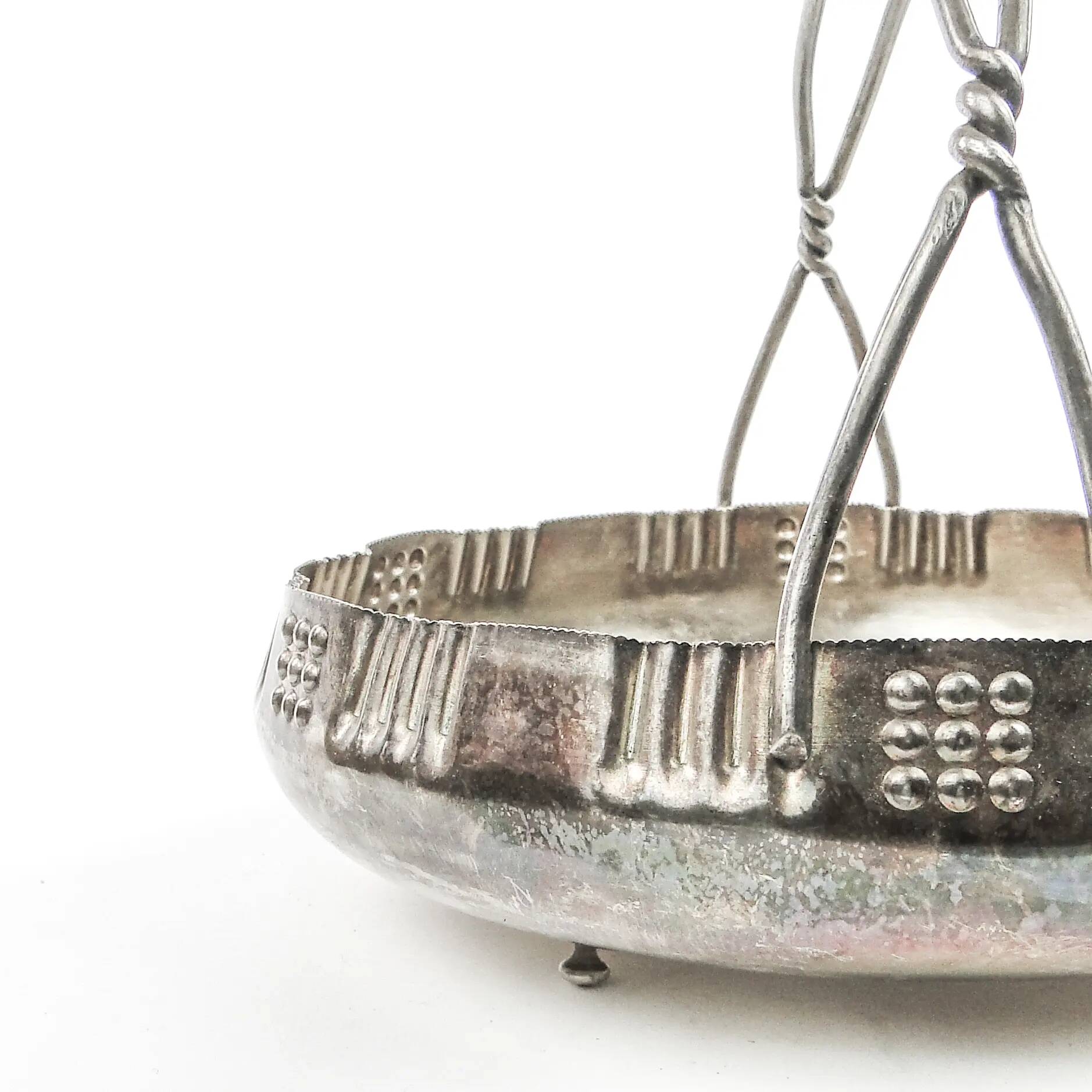Art Nouveau fruit basket, silver metal, Kaiser, Germany, early 20th century