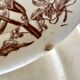 Set of 10 sepia plates, Terre de Fer flower pattern, 1900