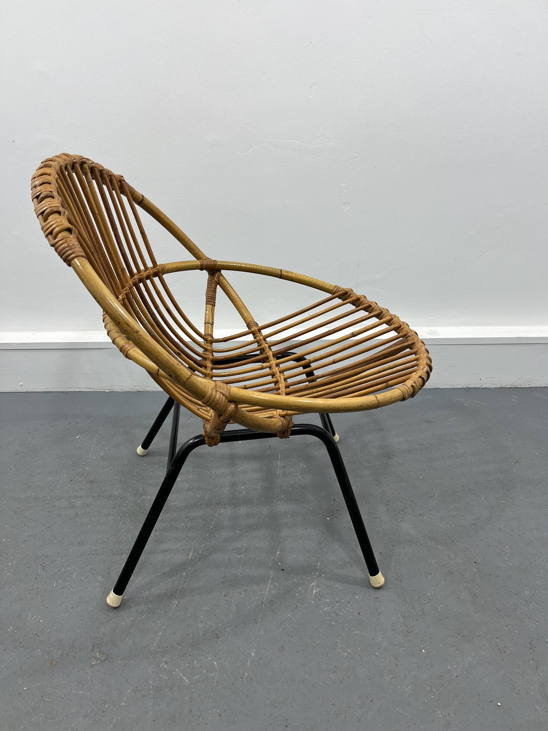 Dutch Rattan and Metal Chair from Rohé Noordwolde, 1950s