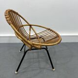 Chaise en Rotin et Métal de Rohé Noordwolde, Pays-Bas, 1950s