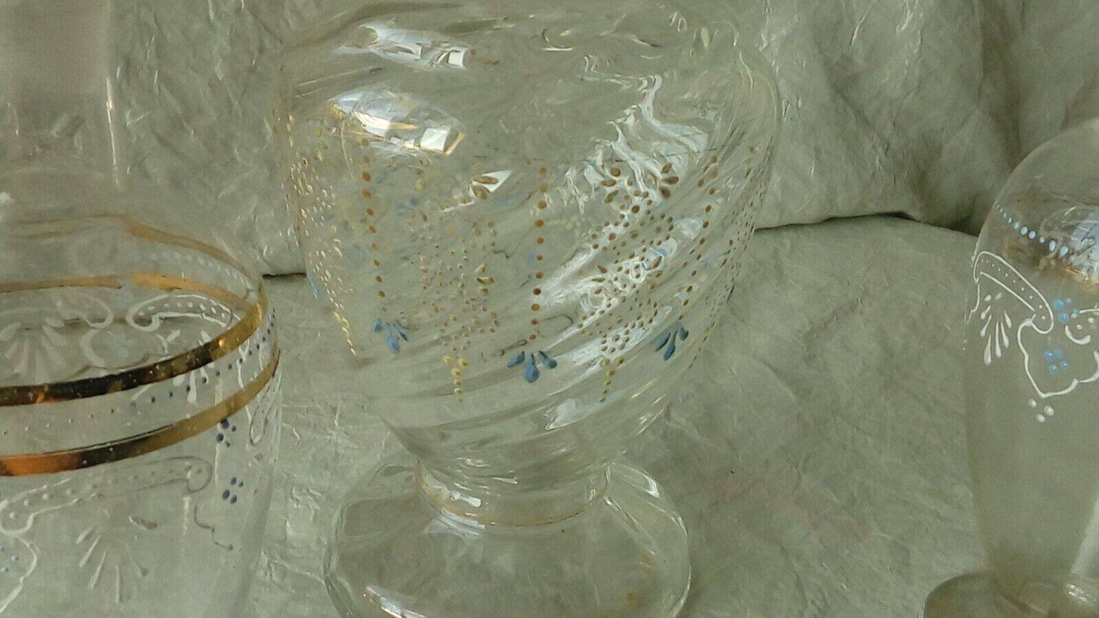 Enameled glass carafes bottles for perfume late 19th century