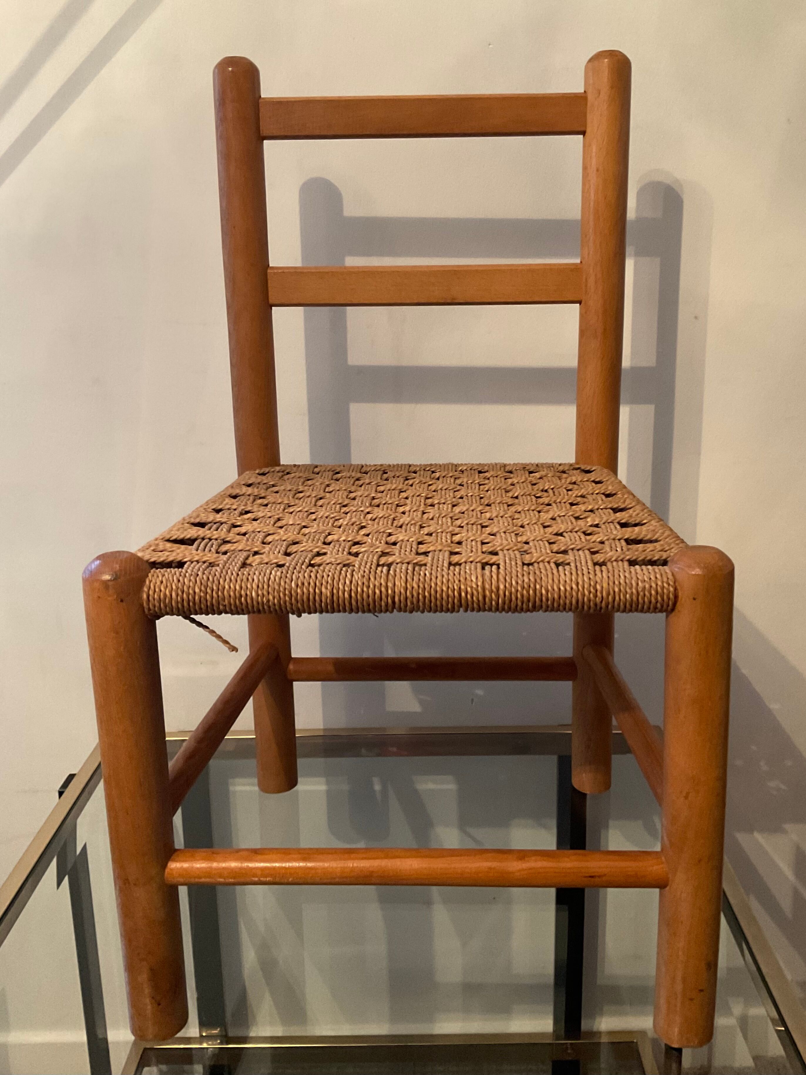 Scandinavian children's chair sitting in rope 70s