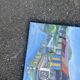 Painting signed by Esther Durand – Colourful huts by the water – Oil on