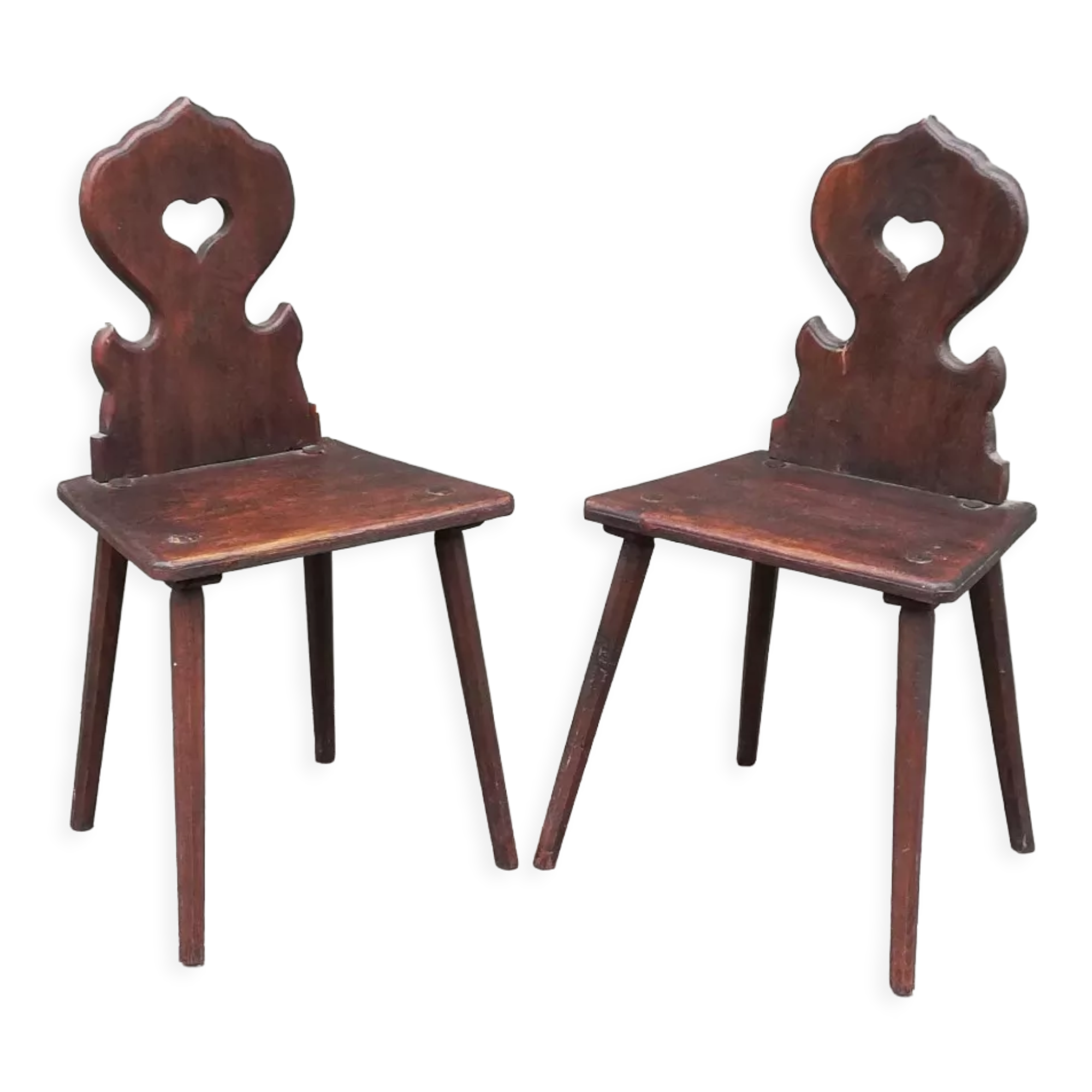 Pair of antique solid oak chairs