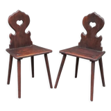 Pair of antique solid oak chairs