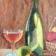 oil painting canvas still life fruit cider Normandy Calvados signed