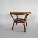 Coffee table 70s braided rattan