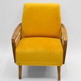 Yellow vintage armchair, Germany, 1960s, mustard velvet