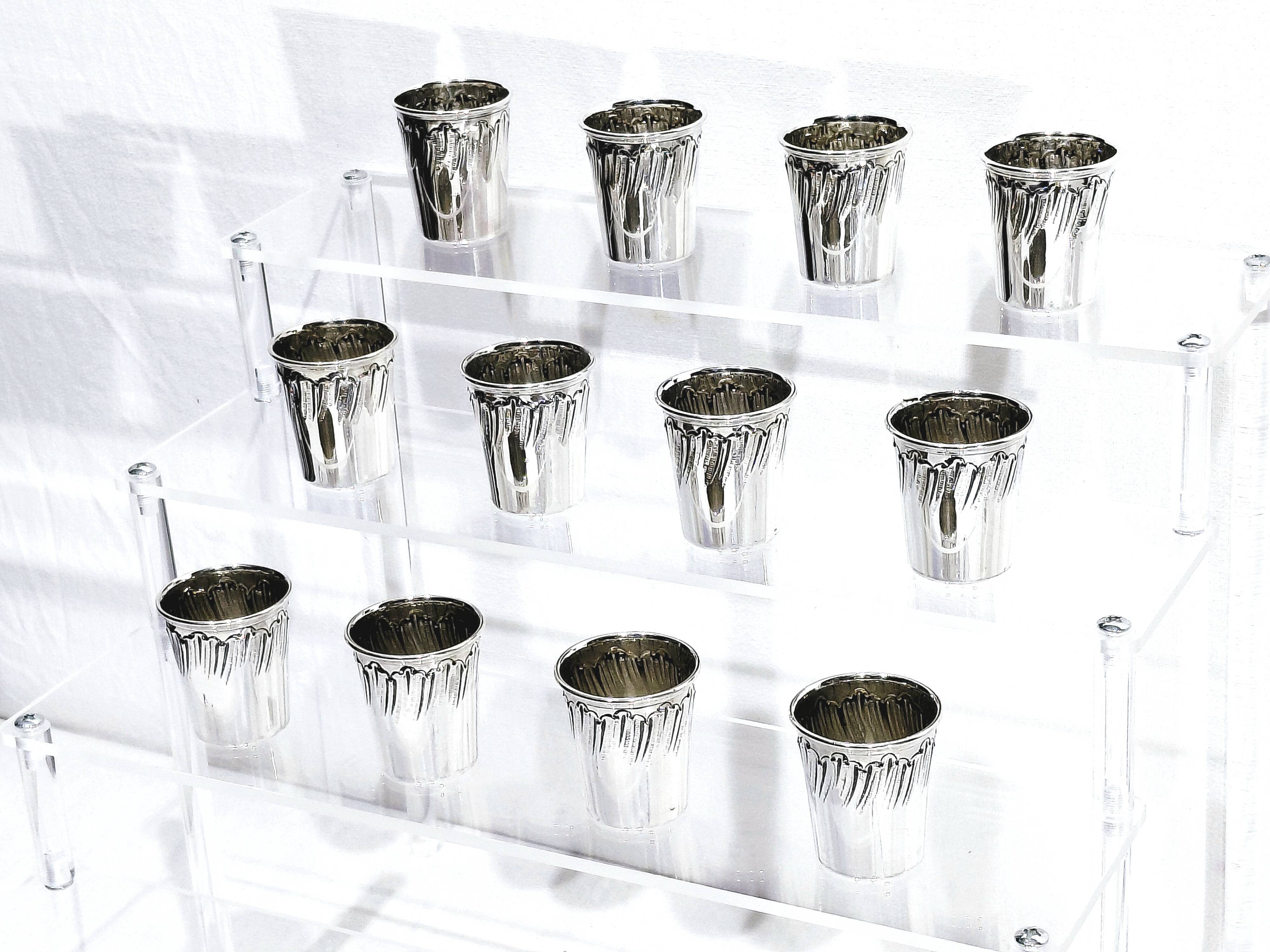 12 silver liqueur glasses