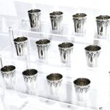 12 silver liqueur glasses