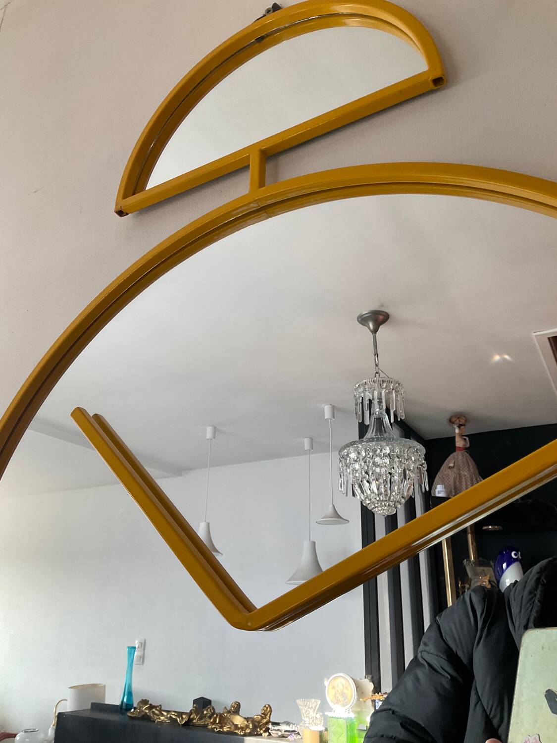 Large vintage Pilm Italy mirror in yellow metal