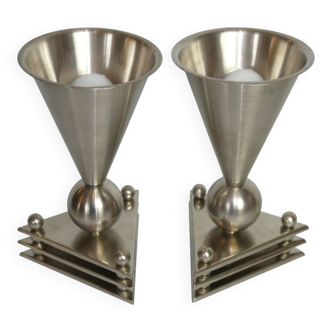 Pair of cubist bedside lamps