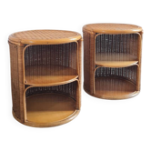 Pair of wicker bedside tables circa the 1970s.