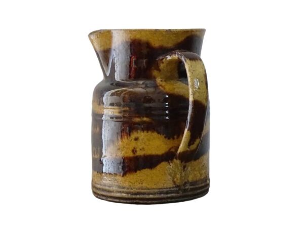 Cruche ancienne en céramique française de Dieulefit, à glace brune