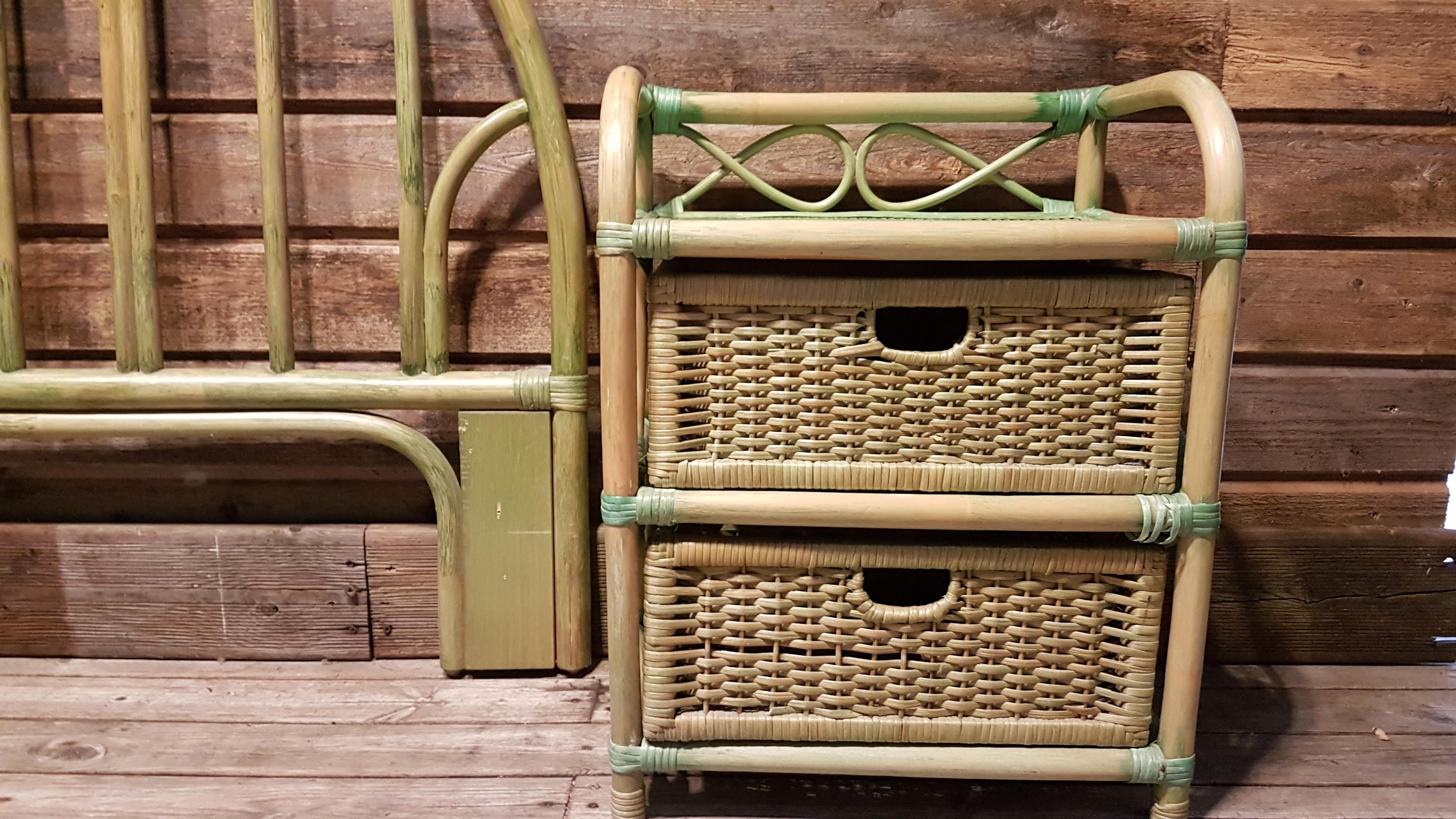 Bamboo headboard and its 2 bedsides
