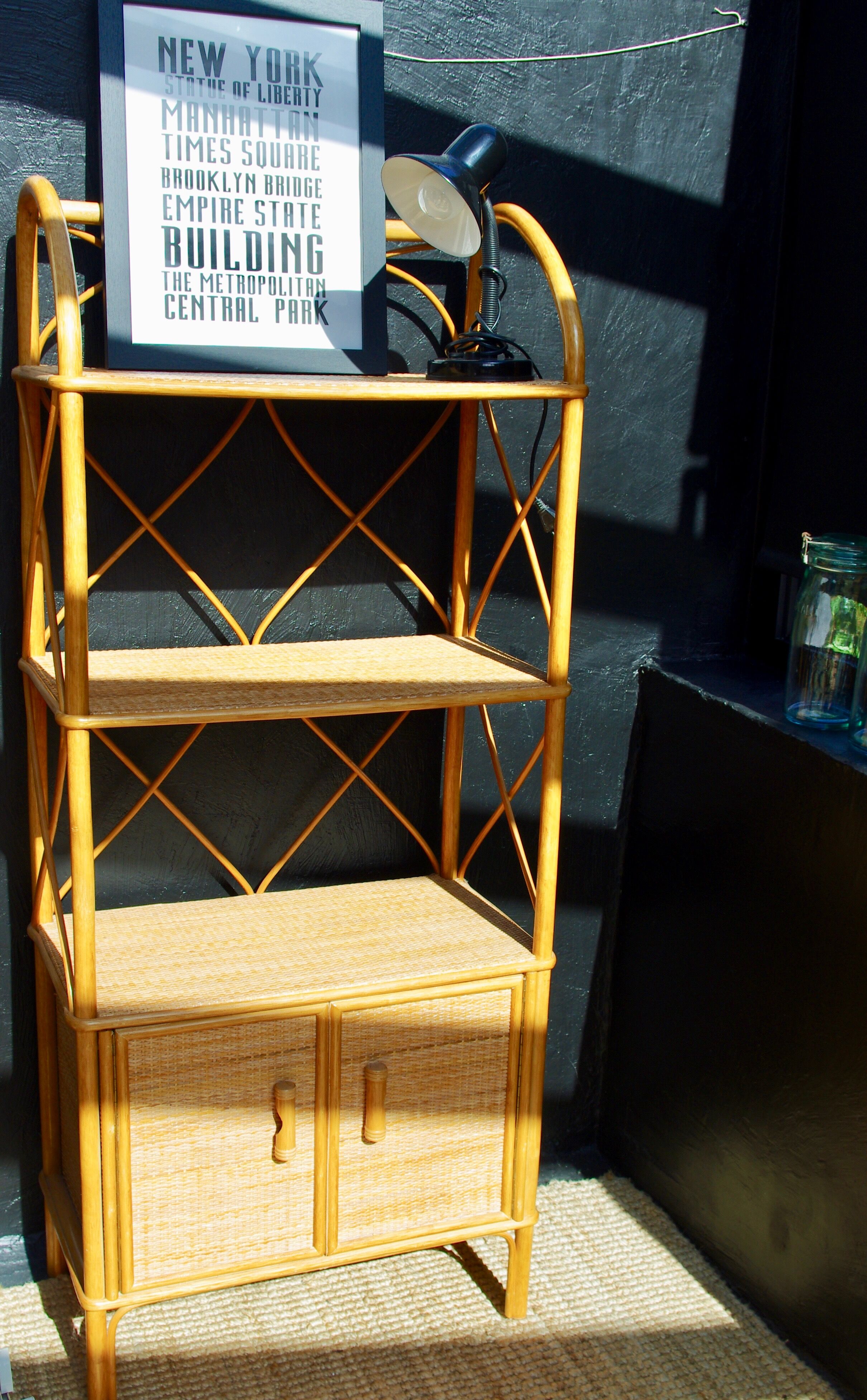 Shelf rattan and bamboo 70s