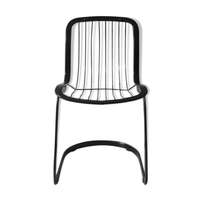 Chaise filaire en métal noir Cidue, Italie 1970