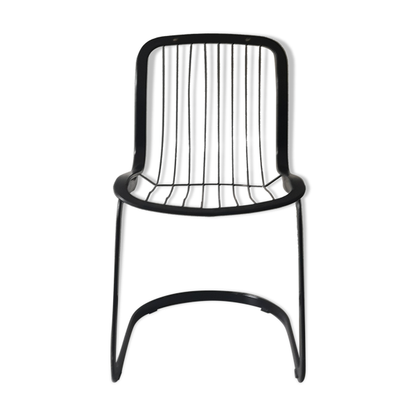 Chaise filaire en métal noir Cidue, Italie 1970