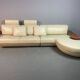 Exceptional Mid-Century Frighetto Italian Cream Leather Landscape Sofa with