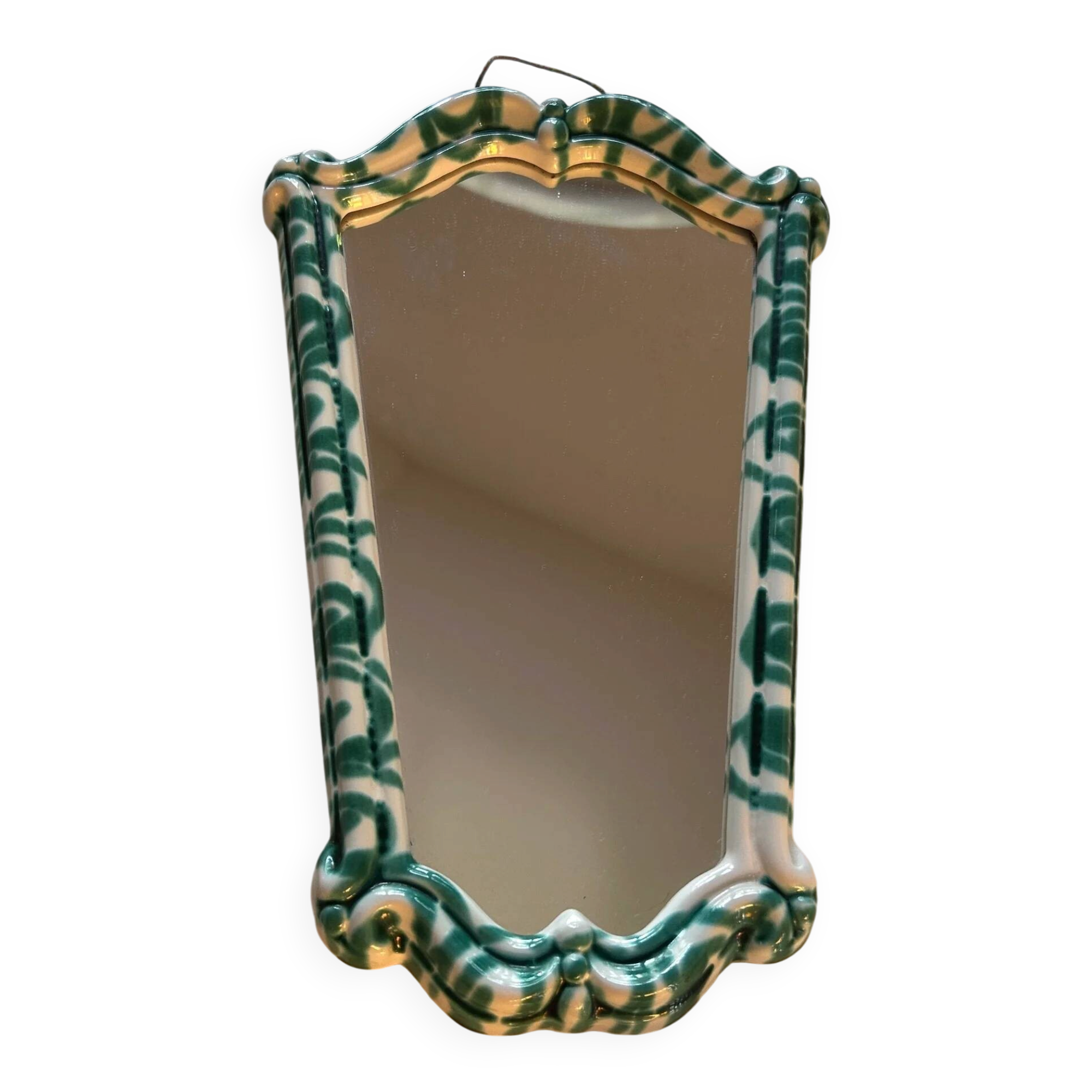 Miroir en céramique vert et blanc par Gmundner Keramik, Autriche, années 1960