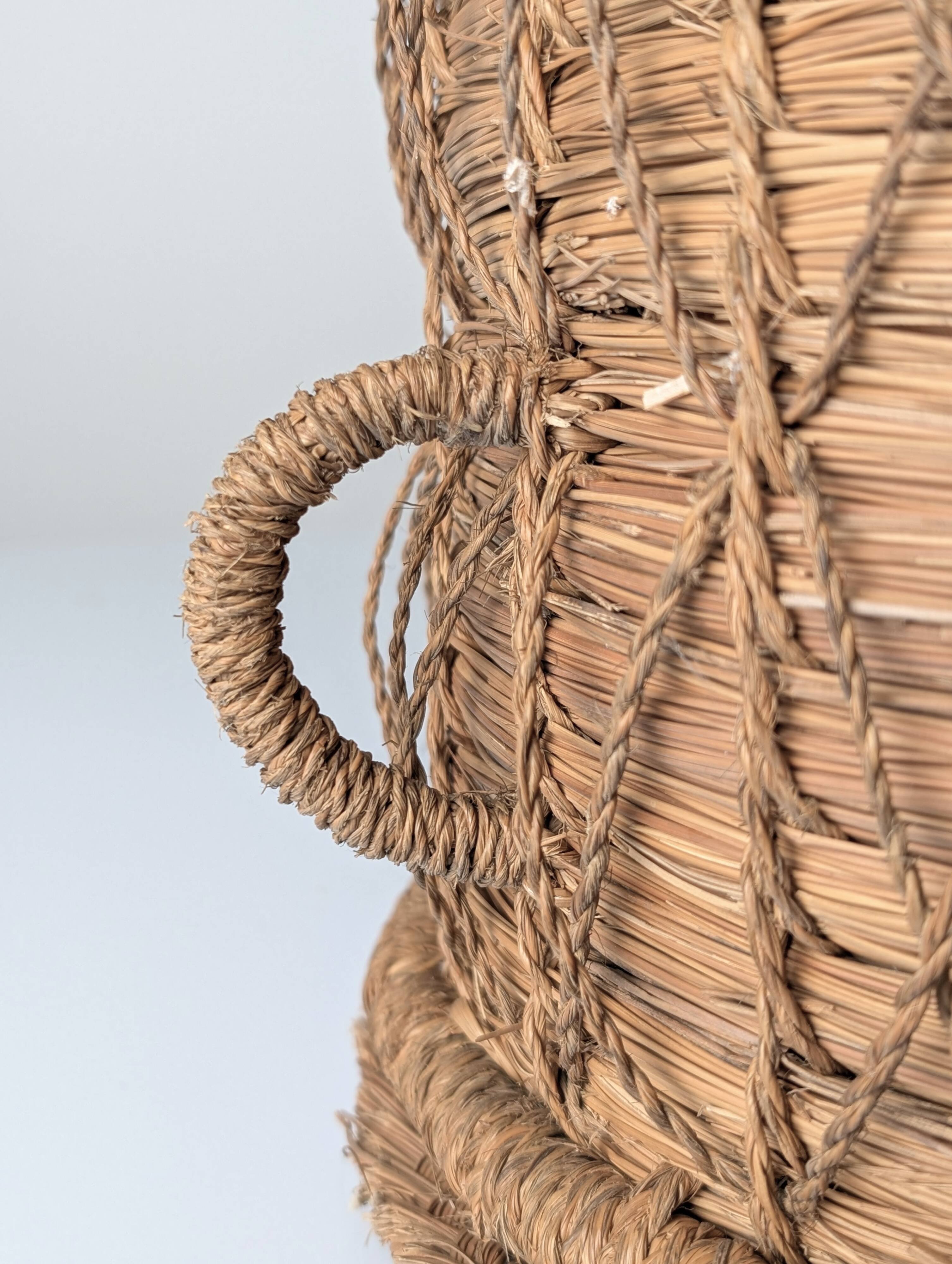 Rustic Pair of Spanish Andalusian Woven Esparto Baskets 1960s