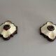 Pair of brown and cream ceramic wall lights by PAN Leuchten, 1970 Germany