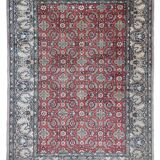 Hand-knotted wool and silk rug Kashmir India 1950