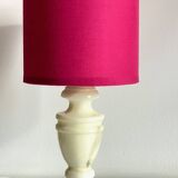 Lampe marbre et tissu fuchsia vintage