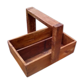 Wooden box 2 compartments, rigid handle