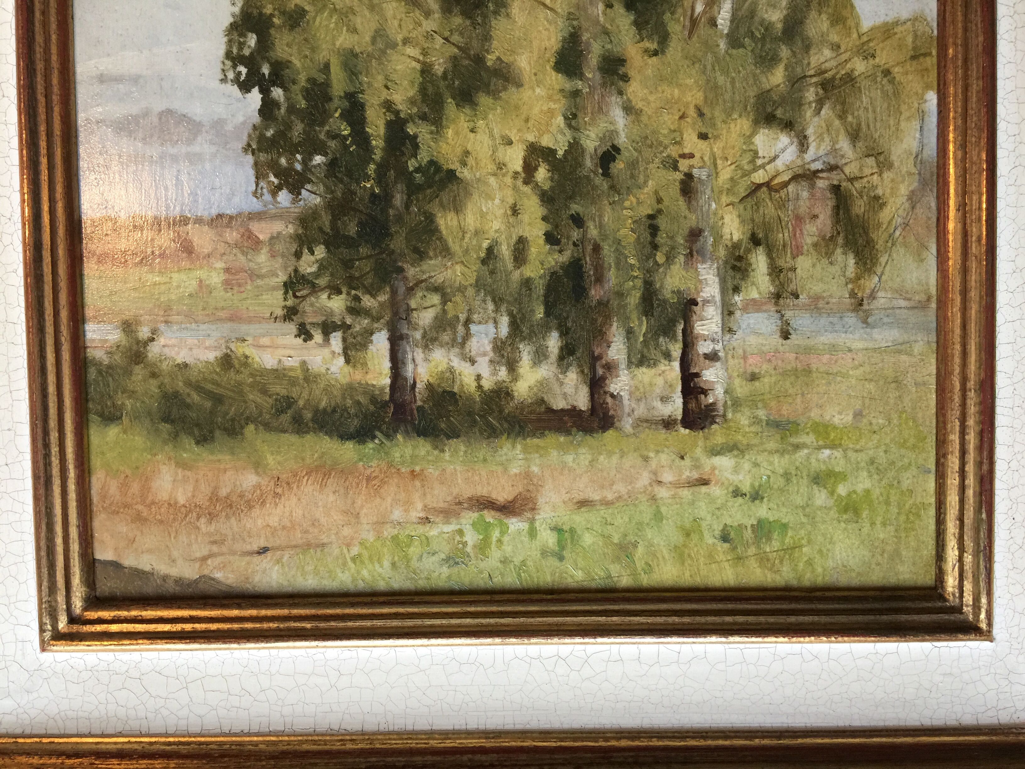 "The Birches" Original oil on wooden panel