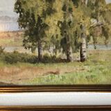 "The Birches" Original oil on wooden panel