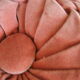 Round cushion in pink pleated velvet diameter 33 cm vintage